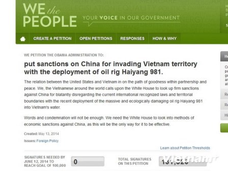 Hơn 130.000 người ký thư đề nghị Mỹ trừng phạt Trung Quốc  - ảnh 1